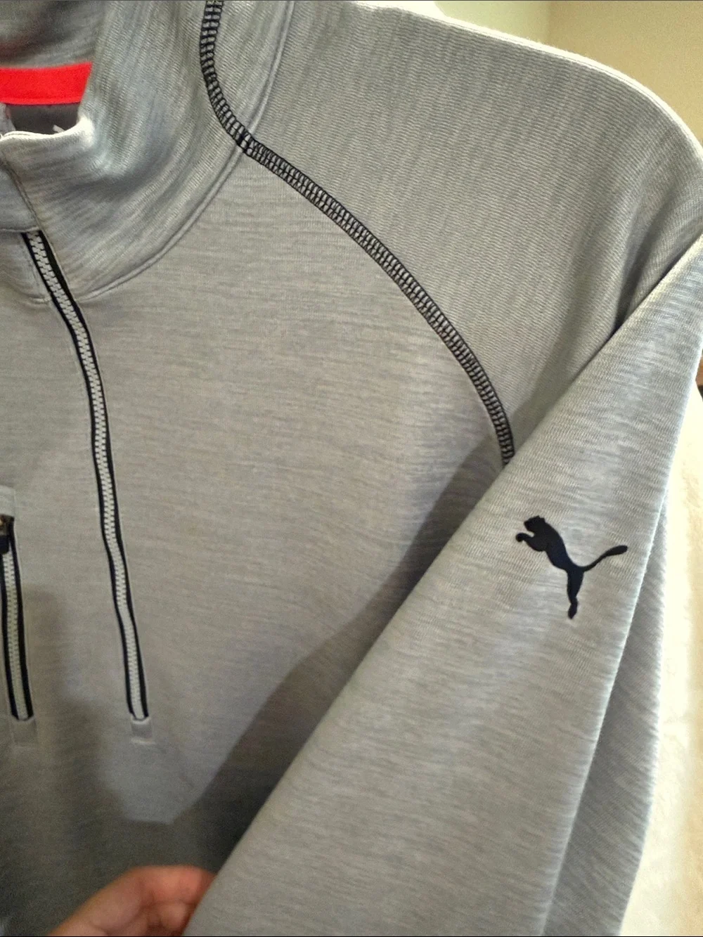 Puma Men's Light Gray Quarter-Zip Performance Sweater
